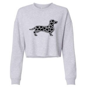 Heart Dog Lover Funny Gift Dachshund Puppy Valentines Day Gift Cropped Pullover Crew