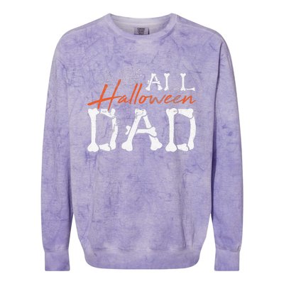 Halloween Dad Lazy Halloween Costume Spooky Creepy Bones Colorblast Crewneck Sweatshirt