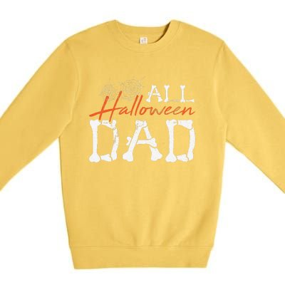 Halloween Dad Lazy Halloween Costume Spooky Creepy Bones Premium Crewneck Sweatshirt