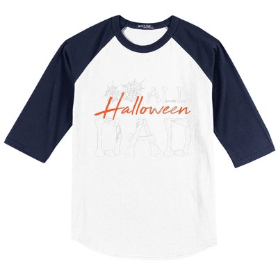 Halloween Dad Lazy Halloween Costume Spooky Creepy Bones Baseball Sleeve Shirt