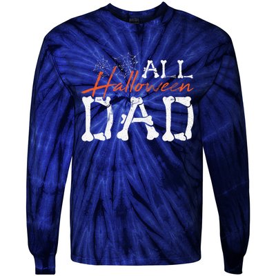 Halloween Dad Lazy Halloween Costume Spooky Creepy Bones Tie-Dye Long Sleeve Shirt