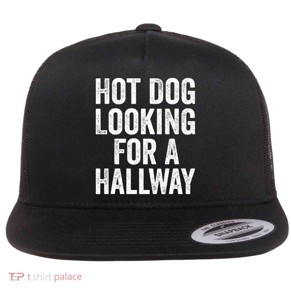 Hot Dog Looking For A Hallway Fast Food Funny Flatbill Hat