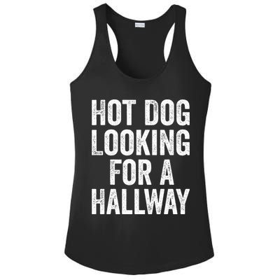 Hot Dog Looking For A Hallway Fast Food Funny Ladies PosiCharge Competitor Racerback Tank