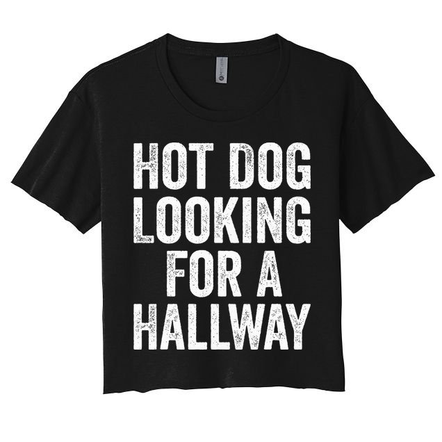 Hot Dog Looking For A Hallway Fast Food Funny Crop Top