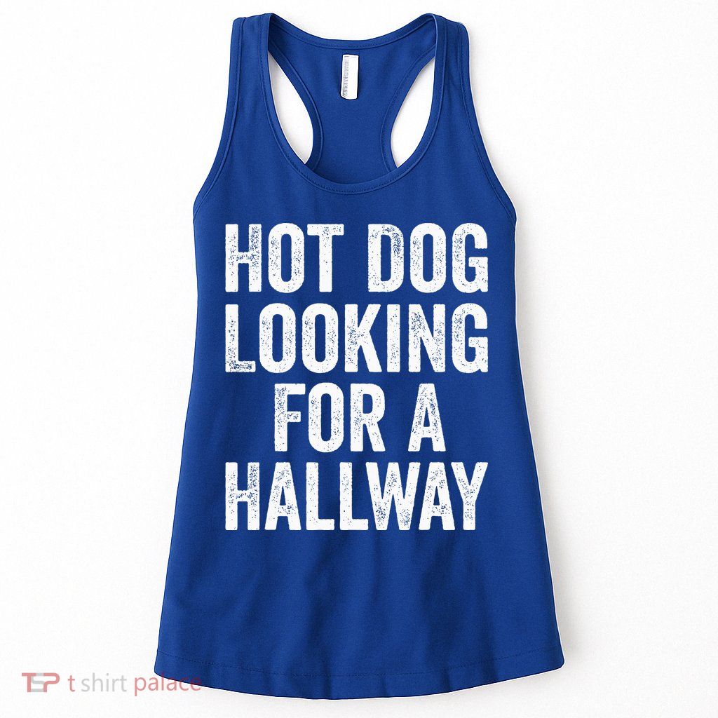 Hot Dog Looking For A Hallway Fast Food Funny Womens Tank Top