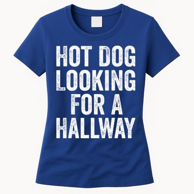 Hot Dog Looking For A Hallway Fast Food Funny Womens T-Shirt