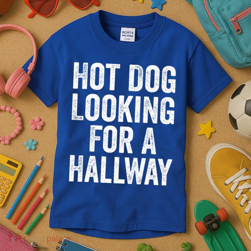 Hot Dog Looking For A Hallway Fast Food Funny Kids T-Shirt