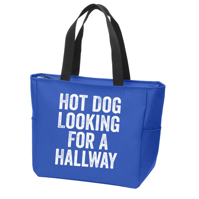 Hot Dog Looking For A Hallway Fast Food Funny Zip Tote Bag