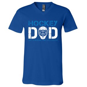 Hockey Dad Like Normal Dad But Cooler Ice Hockey Dad Gift V-Neck T-Shirt