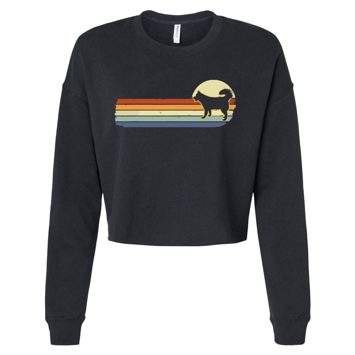 Husky Dog Lover Gift Retro Vintage Silhouette Cropped Pullover Crew