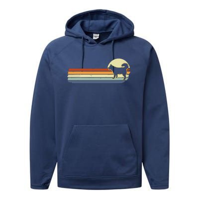 Husky Dog Lover Gift Retro Vintage Silhouette Performance Fleece Hoodie