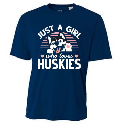 Husky Dog Lover Women Girl Just A Girl Who Loves Huskies Cooling Performance Crew T-Shirt