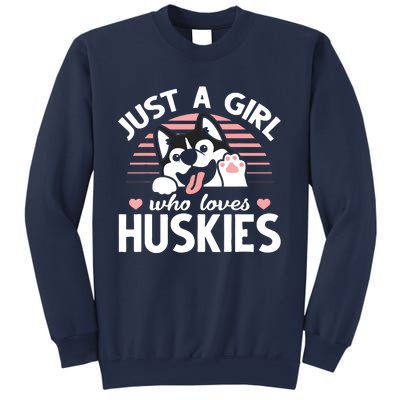 Husky Dog Lover Women Girl Just A Girl Who Loves Huskies Sweatshirt