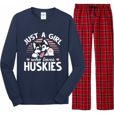 Husky Dog Lover Women Girl Just A Girl Who Loves Huskies Long Sleeve Pajama Set