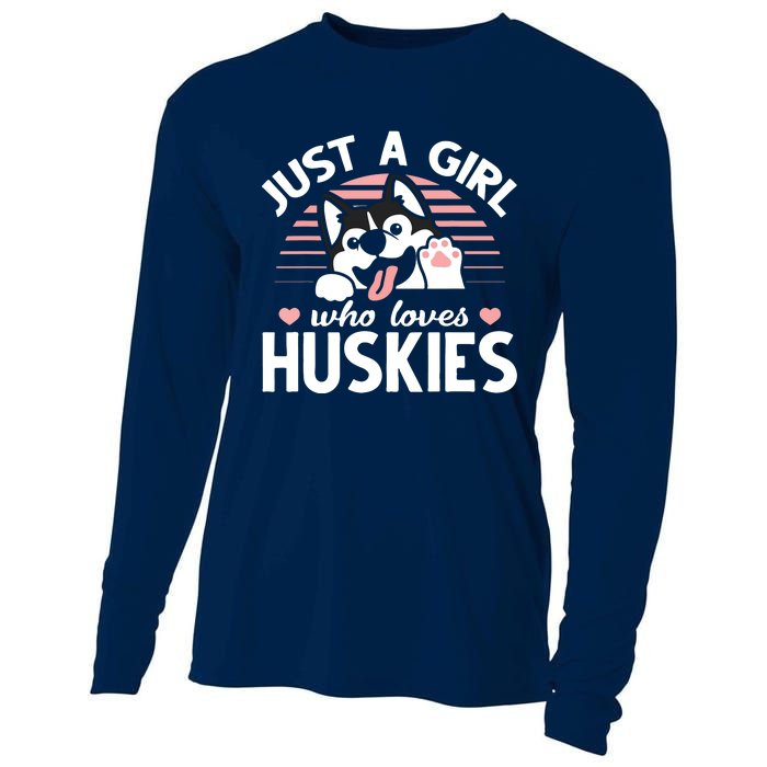 Husky Dog Lover Women Girl Just A Girl Who Loves Huskies Cooling Performance Long Sleeve Crew