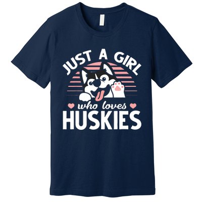 Husky Dog Lover Women Girl Just A Girl Who Loves Huskies Premium T-Shirt