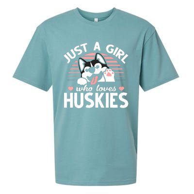 Husky Dog Lover Women Girl Just A Girl Who Loves Huskies Sueded Cloud Jersey T-Shirt