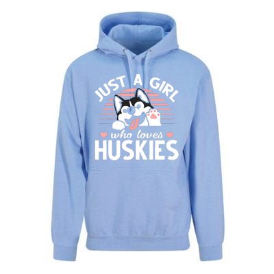 Husky Dog Lover Women Girl Just A Girl Who Loves Huskies Unisex Surf Hoodie