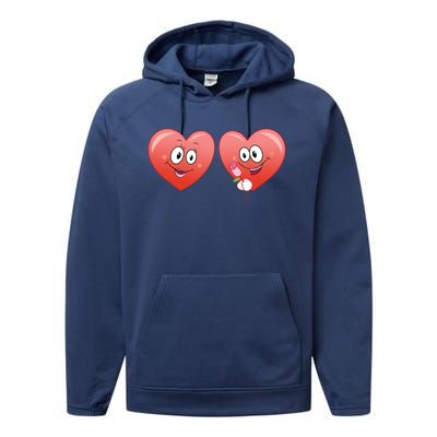 Heart Design Love Partnership Rotic Partner Heart Gift Performance Fleece Hoodie