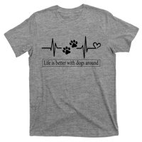 Heartbeat Dog Life Is Better With Dog Around Dog Quote T-Shirt