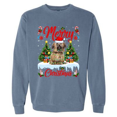 Havanese Dog Lights Xmas Tree Santa Havanese Christmas Great Gift Garment-Dyed Sweatshirt