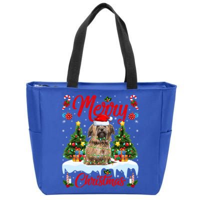 Havanese Dog Lights Xmas Tree Santa Havanese Christmas Great Gift Zip Tote Bag