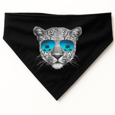 Hand Drawn Leopard Portrait Mirror Sunglasses USA-Made Doggie Bandana