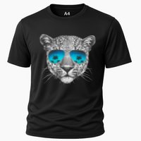 Hand Drawn Leopard Portrait Mirror Sunglasses Performance Shirt