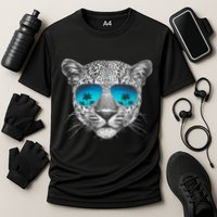Hand Drawn Leopard Portrait Mirror Sunglasses Performance Shirt