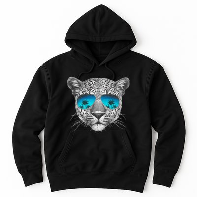Hand Drawn Leopard Portrait Mirror Sunglasses Hoodie