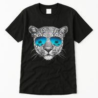 Hand Drawn Leopard Portrait Mirror Sunglasses Tall T-Shirt