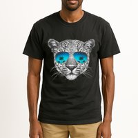 Hand Drawn Leopard Portrait Mirror Sunglasses Tall T-Shirt