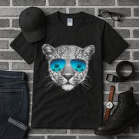 Hand Drawn Leopard Portrait Mirror Sunglasses Tall T-Shirt