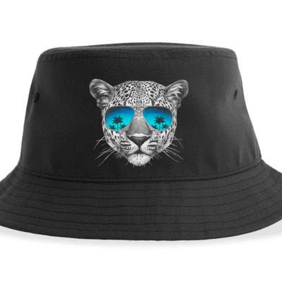 Hand Drawn Leopard Portrait Mirror Sunglasses Sustainable Bucket Hat