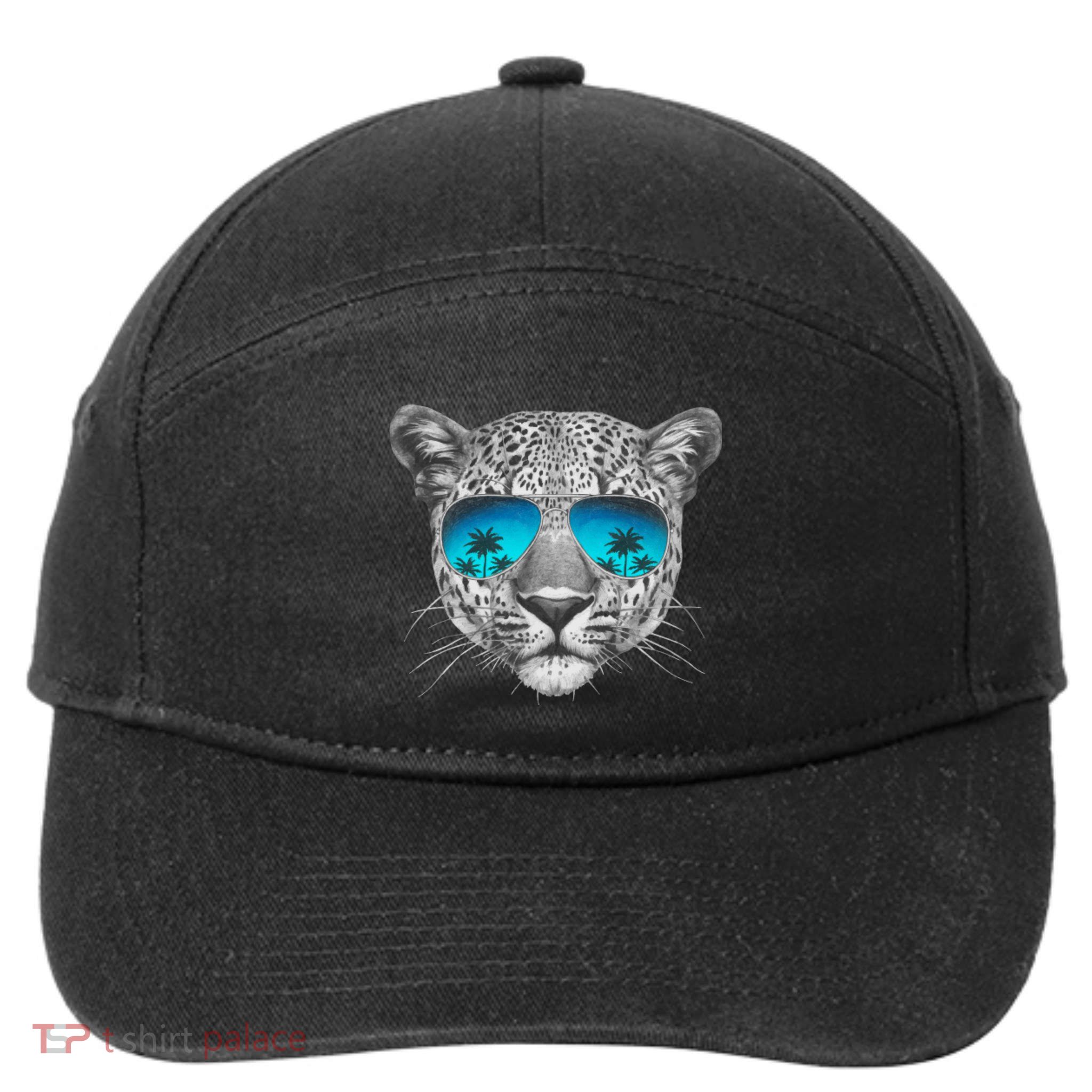 Hand Drawn Leopard Portrait Mirror Sunglasses 7-Panel Snapback Hat