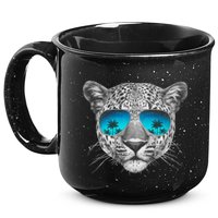 Hand Drawn Leopard Portrait Mirror Sunglasses 15oz Campfire Ceramic Mug