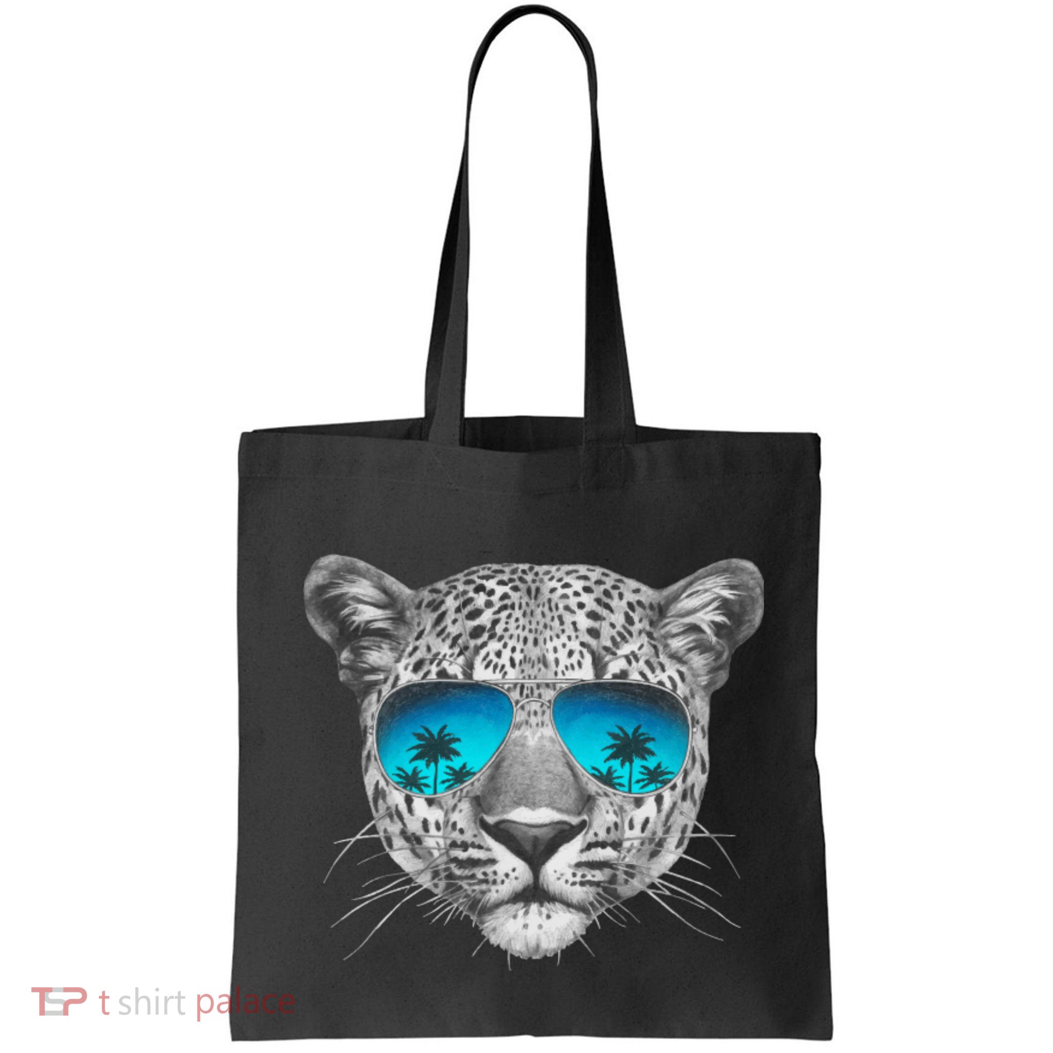 Hand Drawn Leopard Portrait Mirror Sunglasses Bag