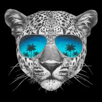 Hand Drawn Leopard Portrait Mirror Sunglasses Baby Bodysuit