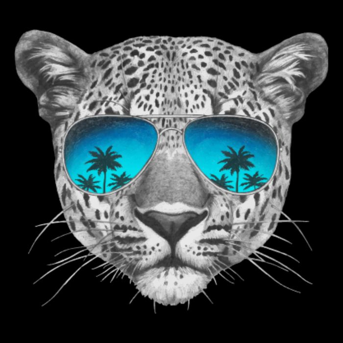Hand Drawn Leopard Portrait Mirror Sunglasses Baby Bodysuit