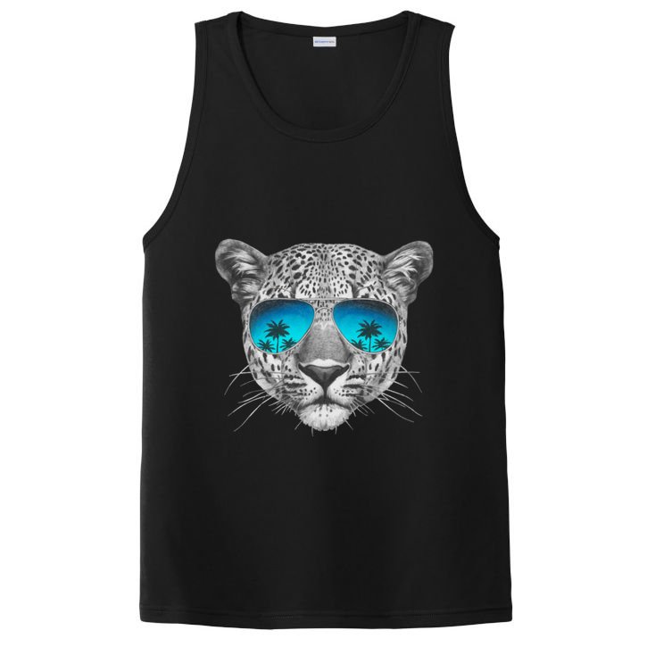 Hand Drawn Leopard Portrait Mirror Sunglasses PosiCharge Competitor Tank