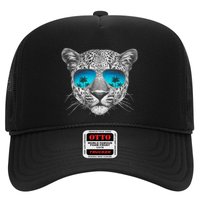 Hand Drawn Leopard Portrait Mirror Sunglasses Trucker Hat