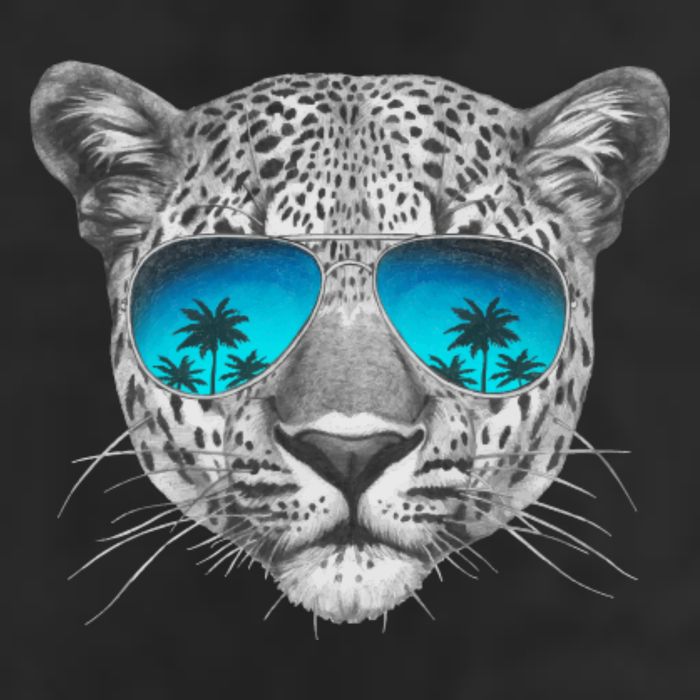Hand Drawn Leopard Portrait Mirror Sunglasses Trucker Hat