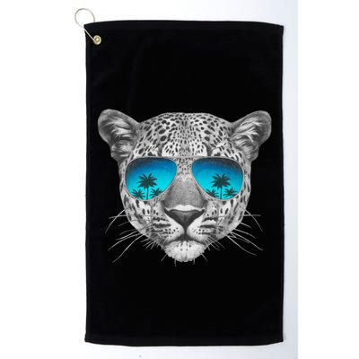 Hand Drawn Leopard Portrait Mirror Sunglasses Golf Towel