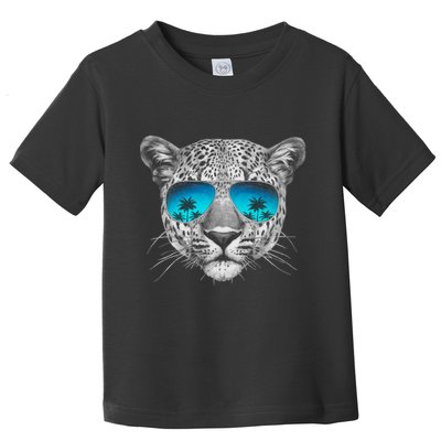 Hand Drawn Leopard Portrait Mirror Sunglasses Toddler T-Shirt