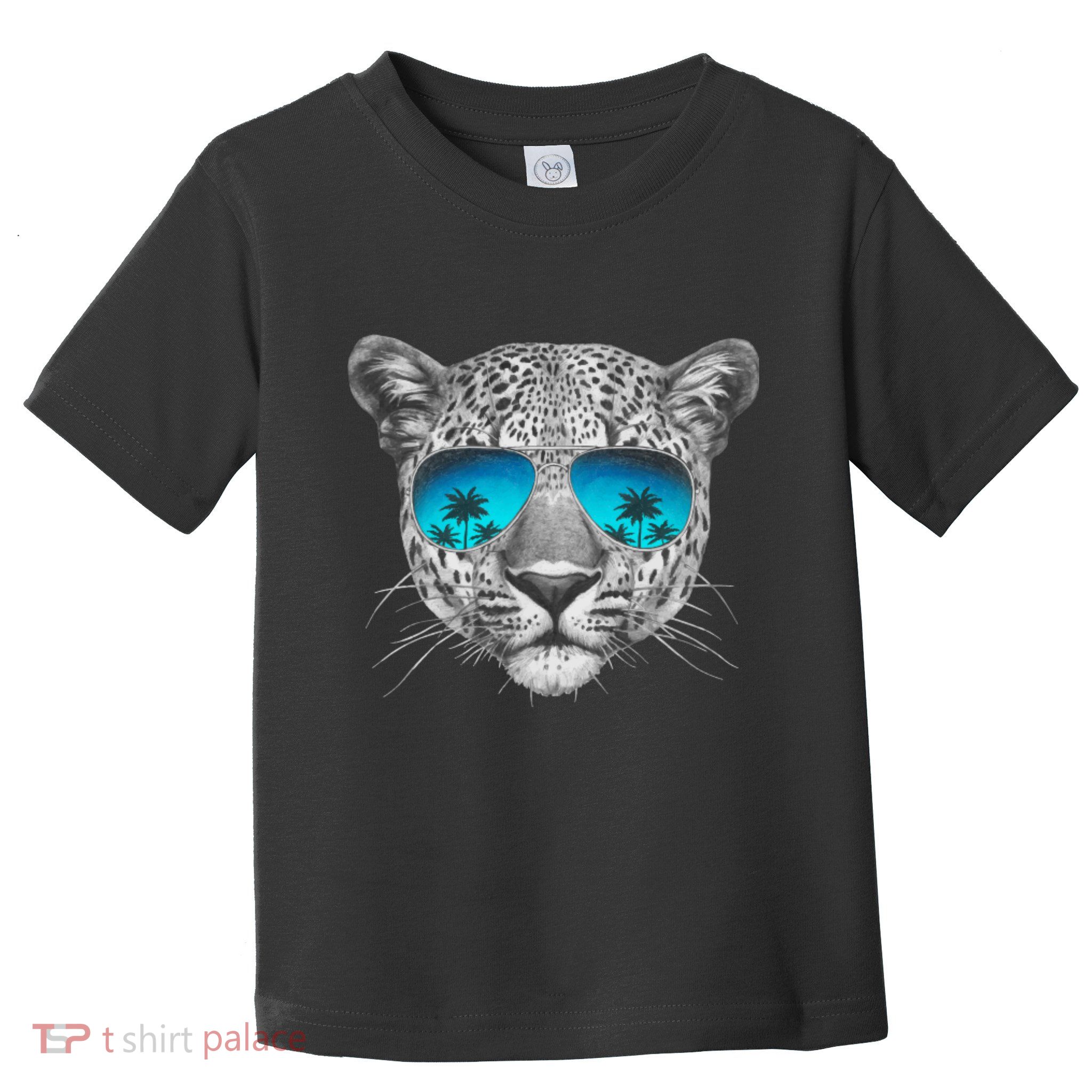 Hand Drawn Leopard Portrait Mirror Sunglasses Toddler T-Shirt
