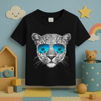 Hand Drawn Leopard Portrait Mirror Sunglasses Toddler T-Shirt