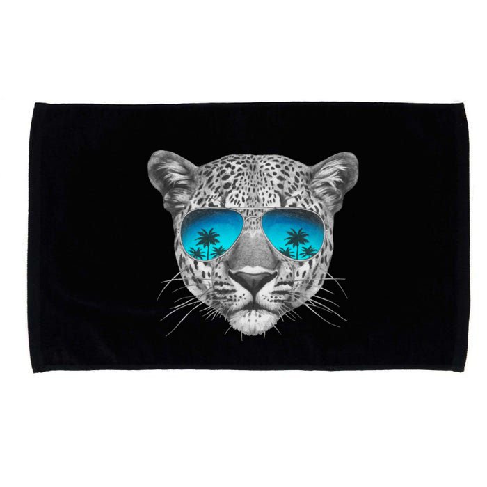 Hand Drawn Leopard Portrait Mirror Sunglasses Microfiber Hand Towel