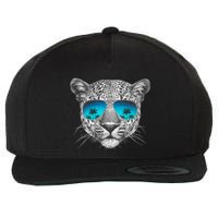 Hand Drawn Leopard Portrait Mirror Sunglasses Wool Snapback Cap