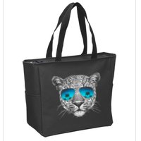 Hand Drawn Leopard Portrait Mirror Sunglasses Zip Tote Bag