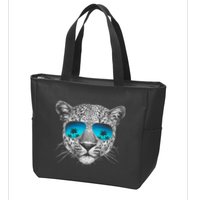 Hand Drawn Leopard Portrait Mirror Sunglasses Zip Tote Bag